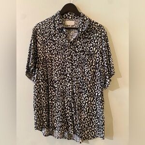 Ovadia & Sons Leopard Print Casual Button-Down Shirt